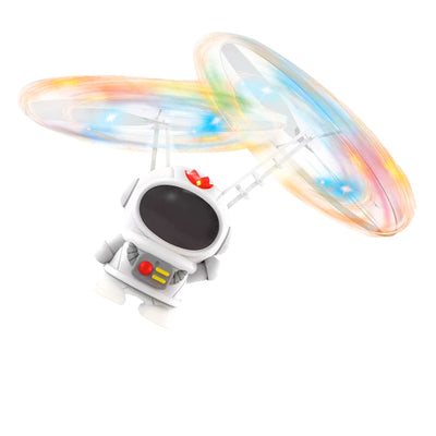 Astronauta volante con effetto luce