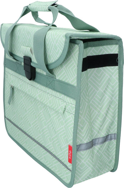 Borsa bici singola Dyto - verde menta - nylon idrorepellente - comoda tasca frontale - dimensioni: 34x32x13cm - capacità 14 litri
