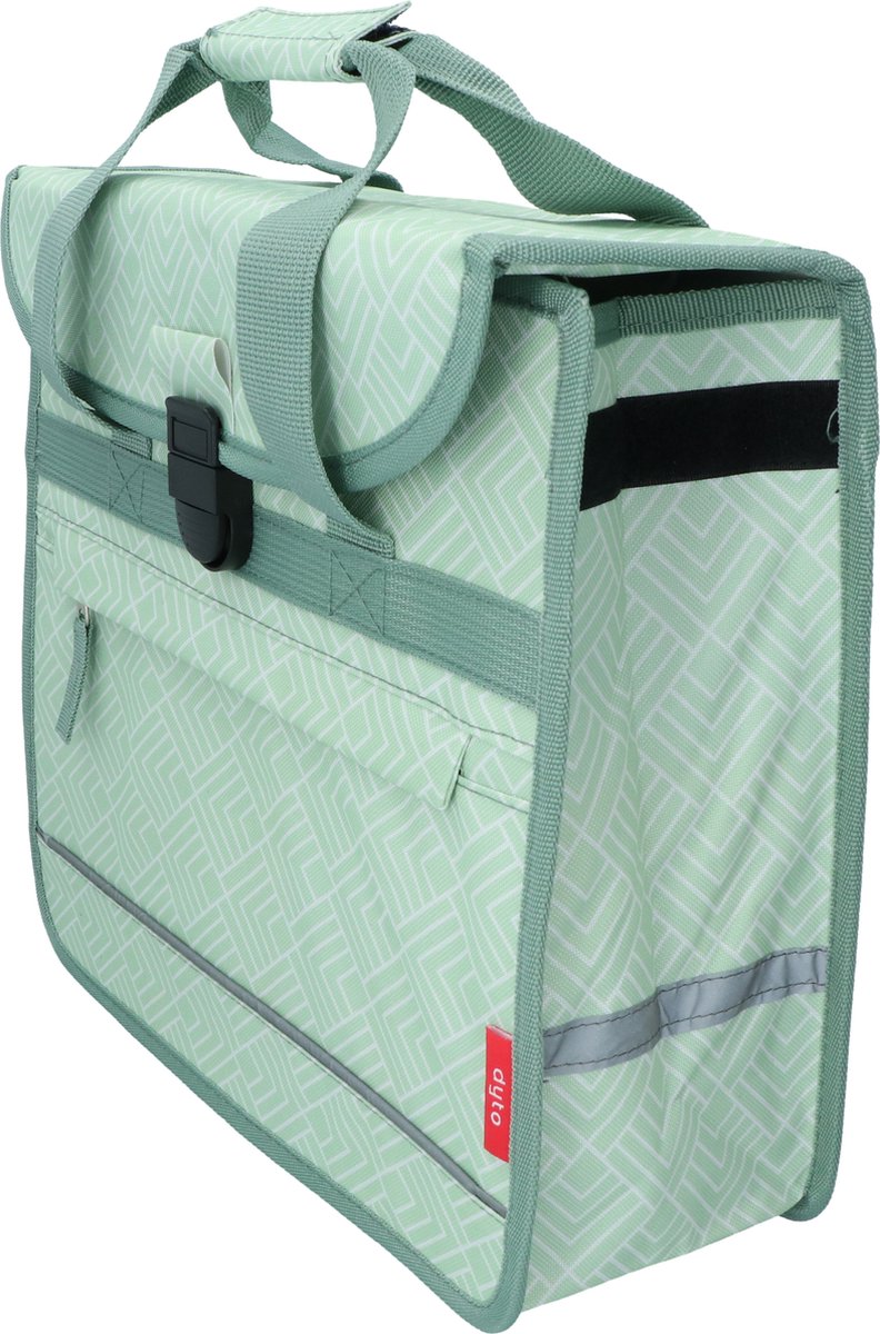 Borsa bici singola Dyto - verde menta - nylon idrorepellente - comoda tasca frontale - dimensioni: 34x32x13cm - capacità 14 litri
