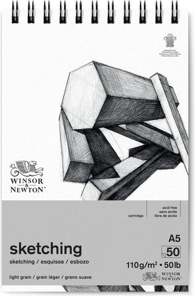 Winsor Newton 6672001 Spiral Drawing Sketching Pad A5 – 110g m², 50 sheets, drawing paper for sketching and drawing