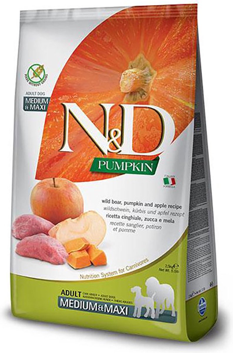 N d pumpkin hondenvoeding wild zwijn medium maxi 12 kg