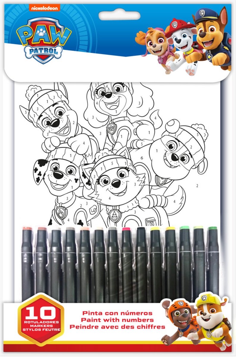 Libro da colorare Paw Patrol con numeri
