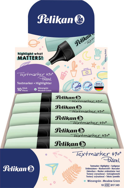 Pennarello Pelikan 490 - evidenziatore - verde pastello - 10 pezzi