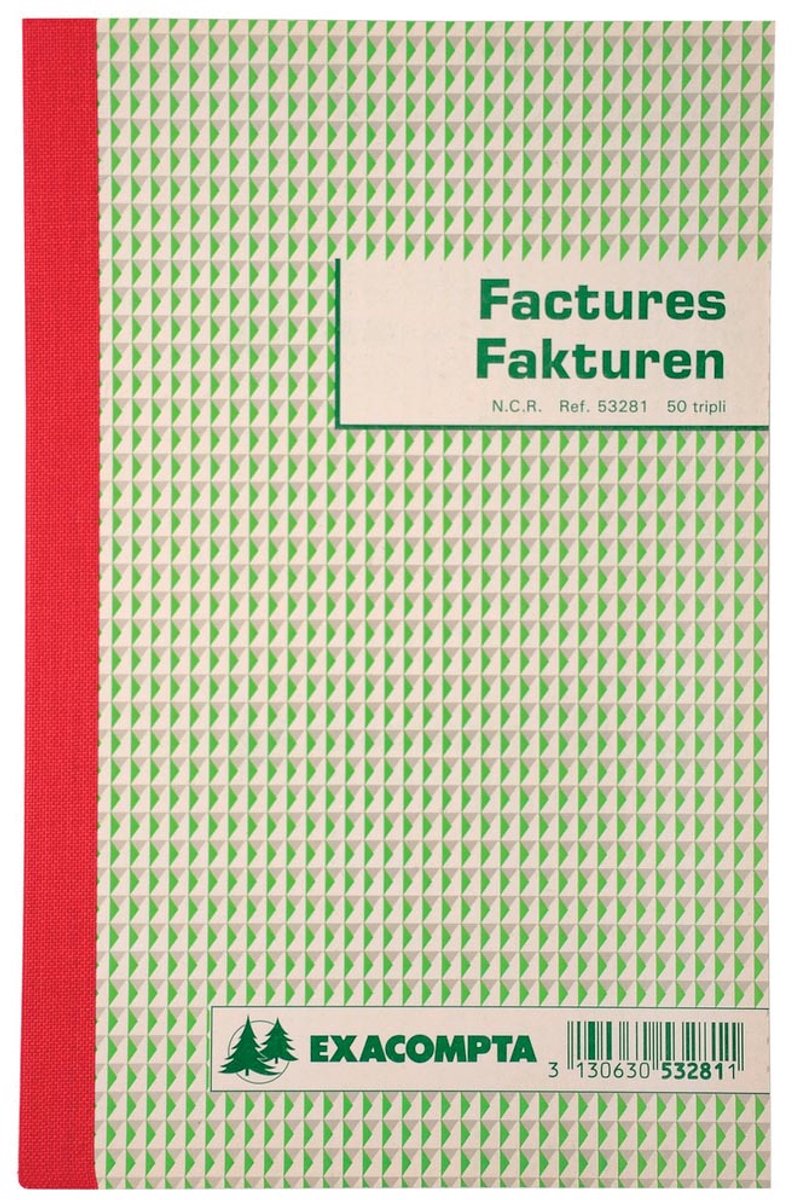 Exacompta factuur - 2 talig - 21 x 13,5 cm - tripli - 2 rings