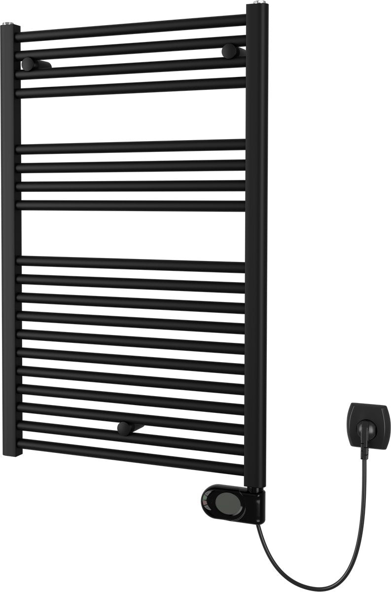Radiatore scaldasalviette elettrico Plieger Elba - scaldasalviette - con cronotermostato - 94,2 cm x 60 cm - 500 watt - nero opaco
