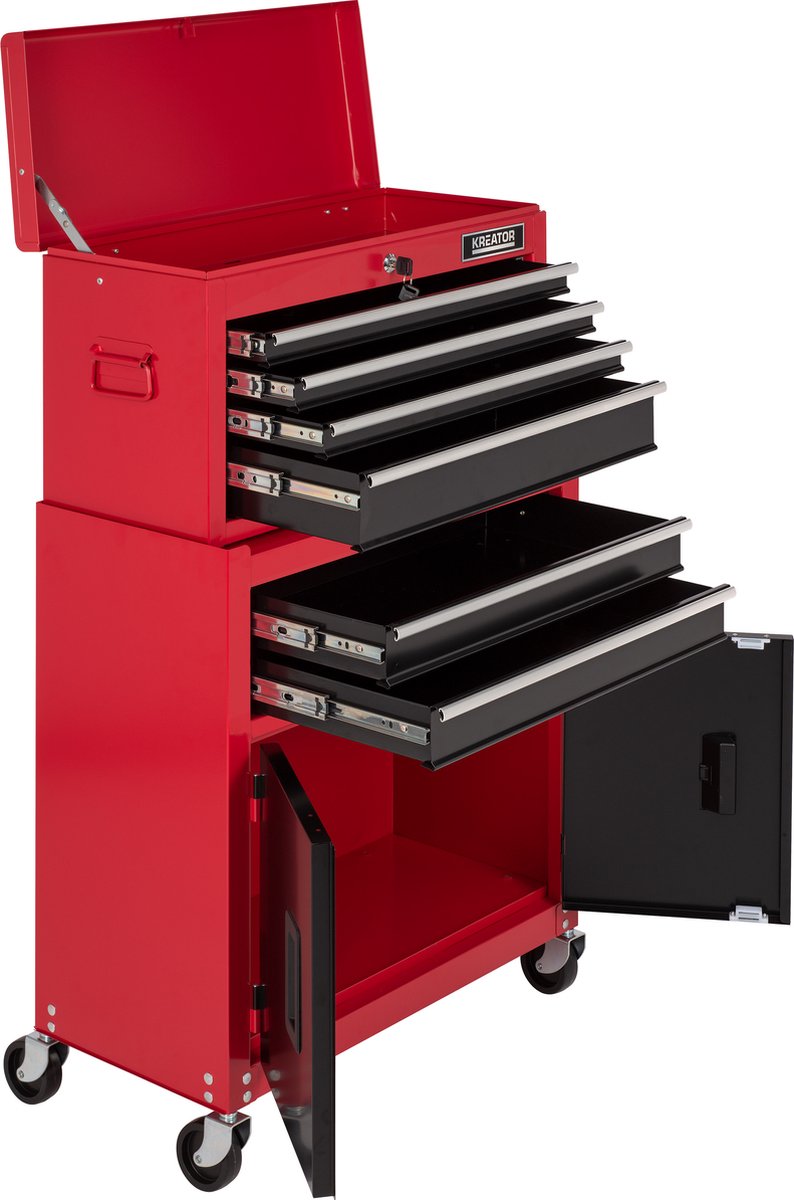 Carro de herramientas Kreator krt653005 – 64 x 64 x 325 cm – con ruedas – incl. 6 cajones