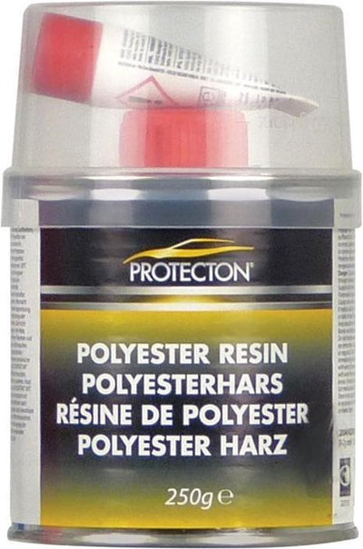 Protecton polyester resin - for repairing and closing holes - applicable to steel, aluminum, wood, concrete and polyester - elastic and resistant to chemicals - excellent adhesion - with tube of hardener - 250 grams