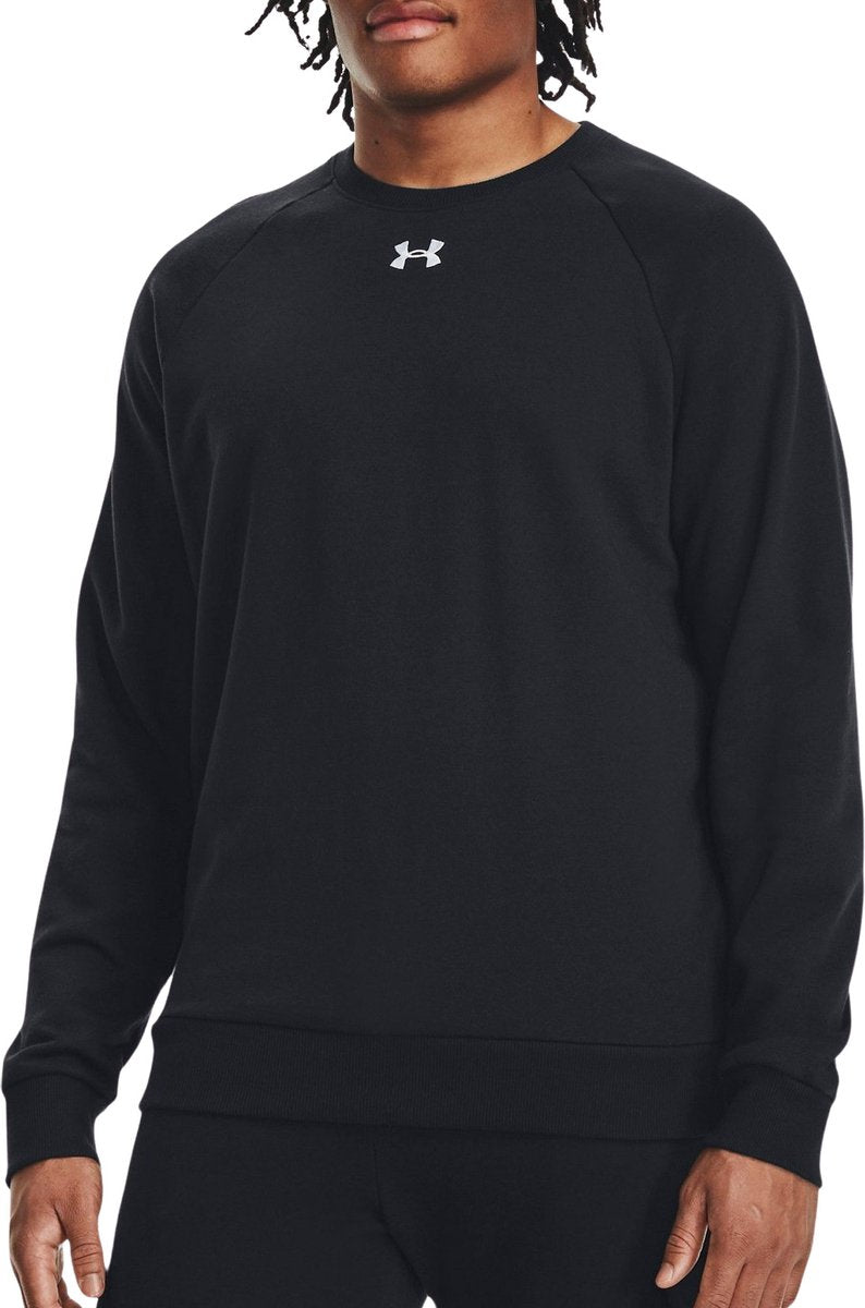 Under armour ua rival fleece crew-blk heren sporttrui - zwart - wit