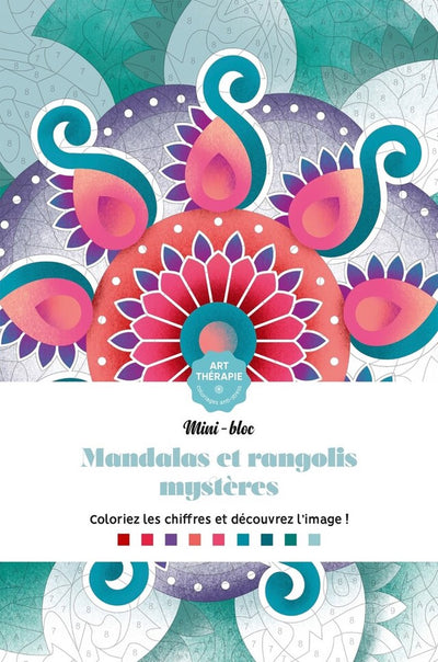 Hachette heroes mini bloc mandalas et rangolis mystères - color by number coloring book for adults - hachette