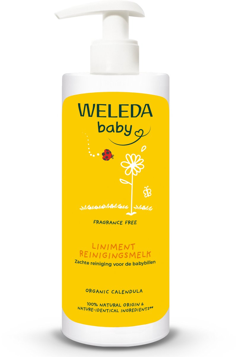 Weleda latte detergente per linimento per bambini - calendula - cambio pannolino - latte detergente per glutei per bambini - deterge delicatamente e delicatamente - ingredienti naturali al 100% - 400 ml
