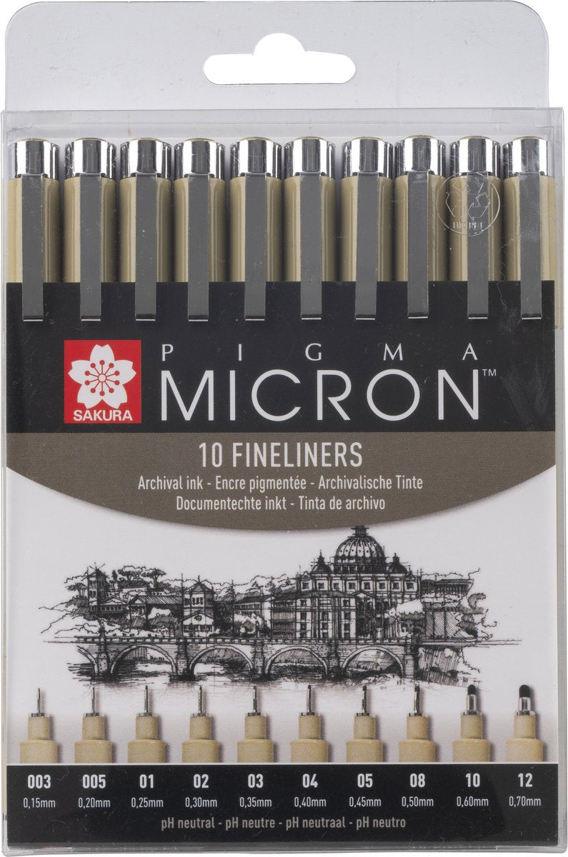 Sakura Pigma Micron Pouch 10 Fineliners Negro