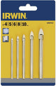 Set di punte per vetro e piastrelle Irwin da 5 pezzi: 4 5 6 8 11 mm - 10507912