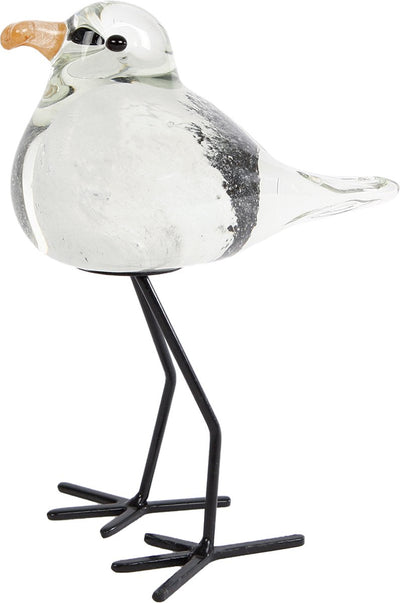 Van mane scultura gabbiano decorazione vetro bianco nero 11x8,5x15 cm giocattolo.