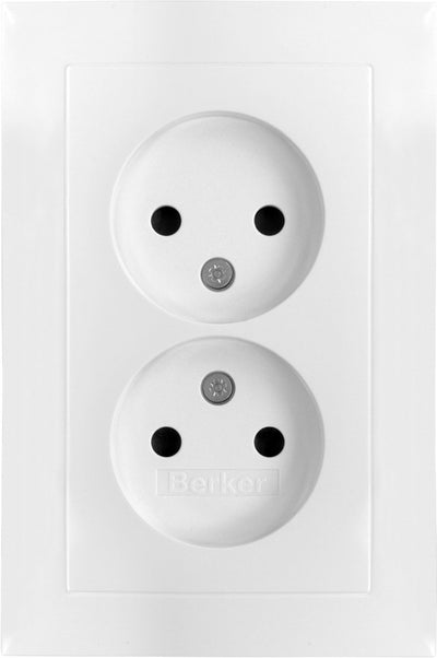 Berker s1 contactdoos - inbouw - 2-voudig - polarwit