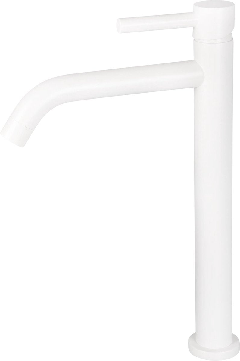 Grifo para lavabo Differnz alto - curvo - grifo mezclador frío y caliente - blanco mate