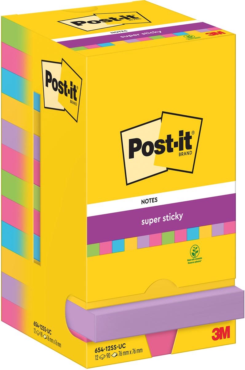 Post-it super adesivo 654-12ss-uc 76x76 mm liscio