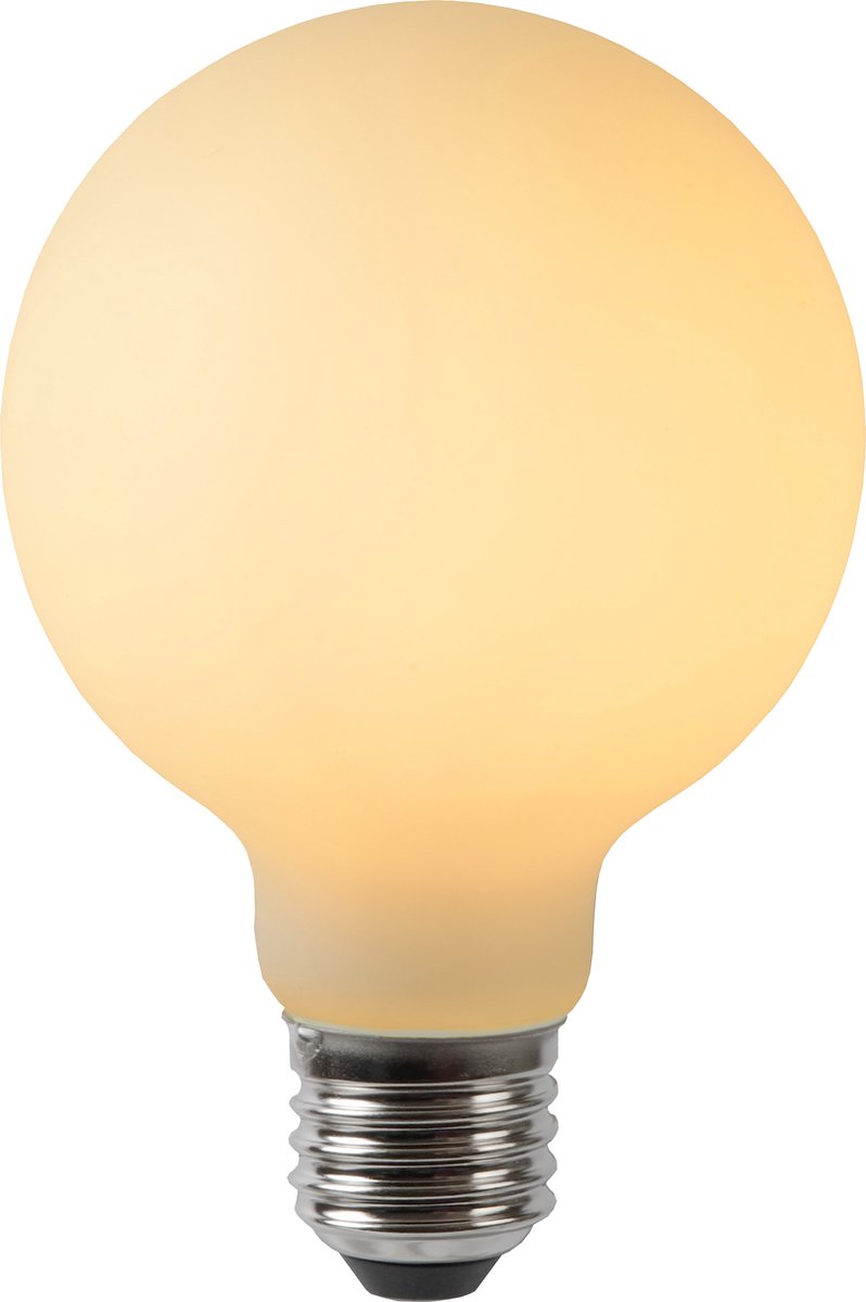 Lucide g80 - filament lamp - ø 8 cm - led dimbaar - e27 - 1x4,9w 2700k - opaal