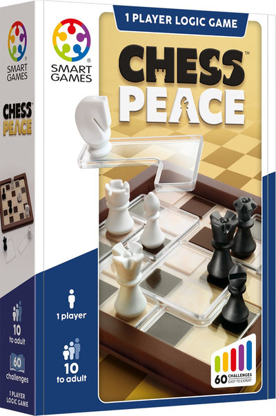 Smartgames chess peace - gioco di pensiero logico con regole di scacchi - 60 sfide di strategia educativa - gioco solista iq rompicapo - da 8 anni