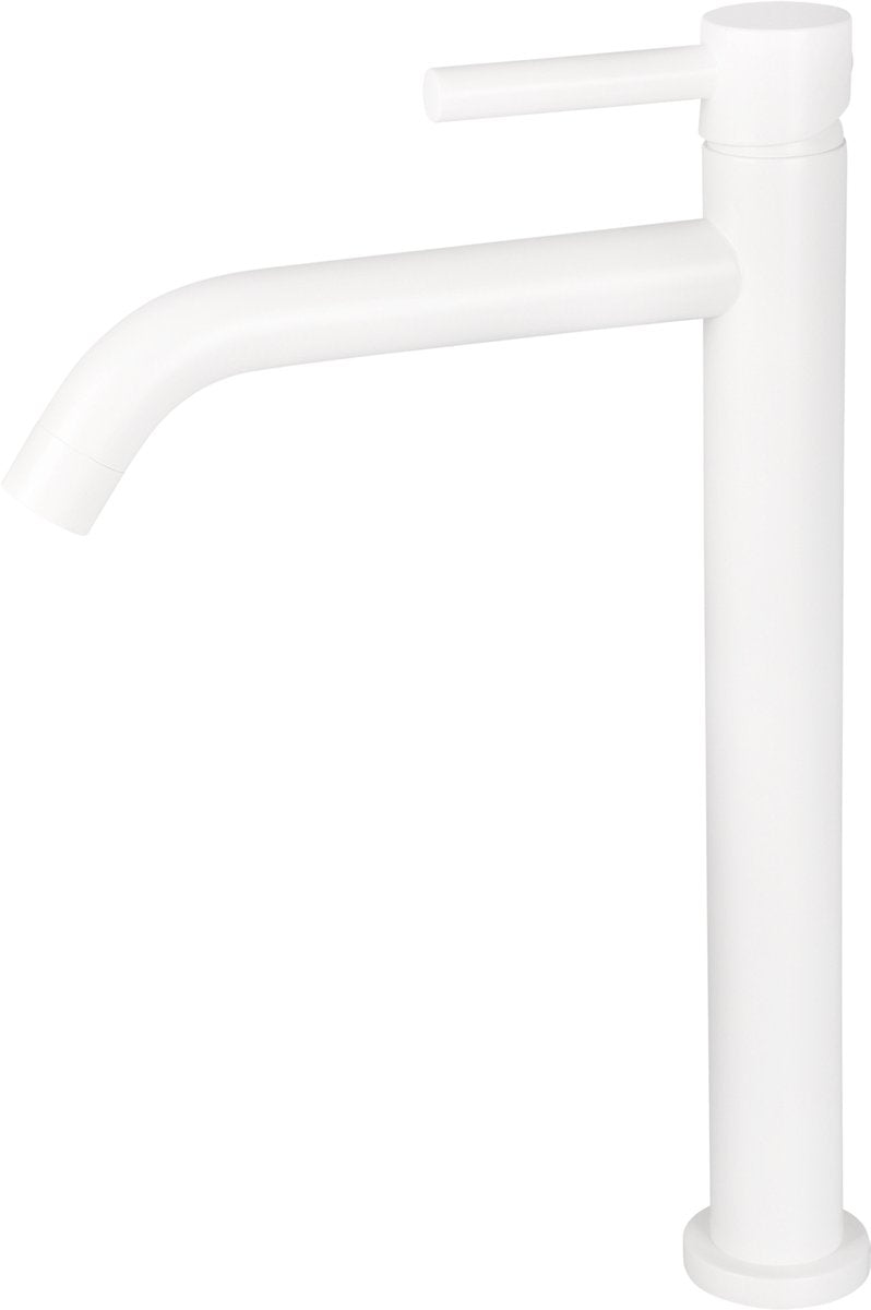 Rubinetto lavabo Differnz alto - curvo - miscelatore freddo e caldo - bianco opaco