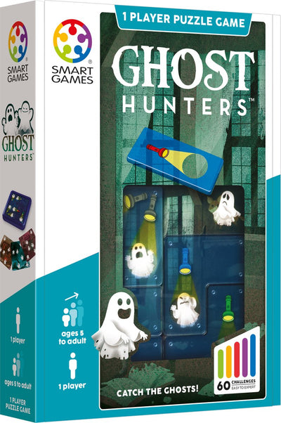Smartgames Ghost Hunters - Juego compacto de pensamiento lógico - 60 desafíos educativos para cazadores de fantasmas - Juego de viaje en solitario - A partir de 6 años