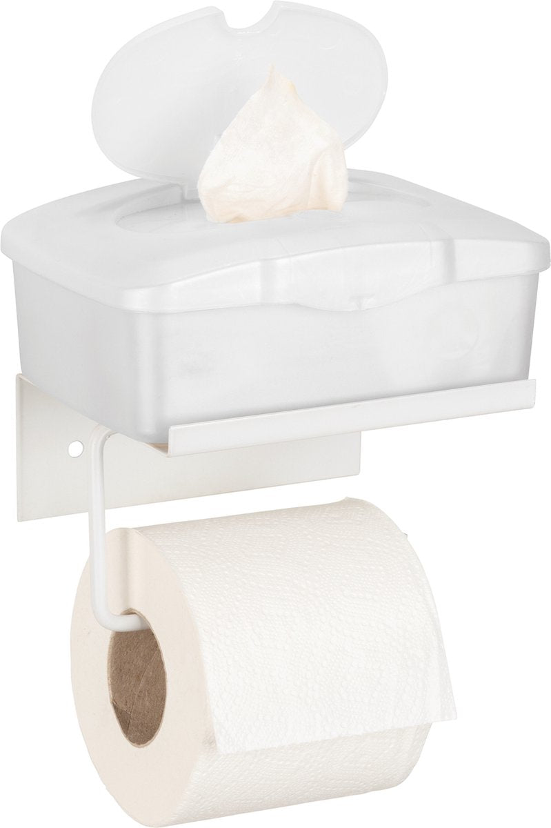 Wenko portarrollos con estante desulo acero blanco mate - portarrollos con estante - portarrollos con meseta - fijación con o sin tornillos - autoadhesivo