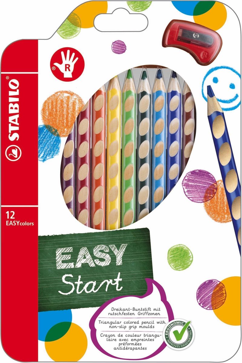 Lápices de color stabilo easycolors a la derecha 12 pcs. + sacapuntas