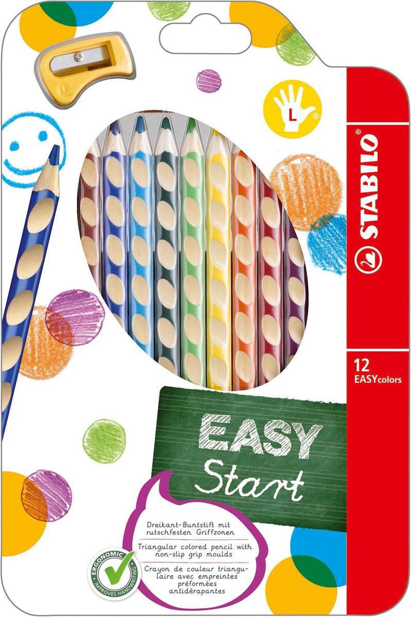 Lápices de color stabilo easycolors a la izquierda 12 pcs. + sacapuntas