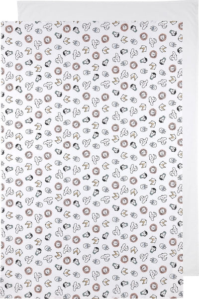 Meyco baby animal uni crib sheet - 2-pack - white - 75x100cm - 0.3 tog