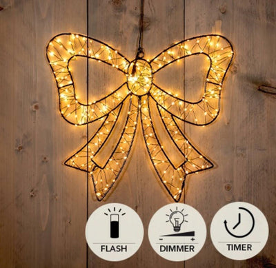 Anna's collection pajarita iluminada 34cm 278LED IP44 con función flash temporizador dimmer