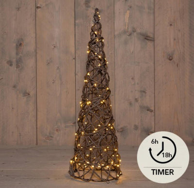 Cono illuminato della collezione Anna 100LED classicwarm 60cm funziona con batterie 3XAA con timer da 6 ore