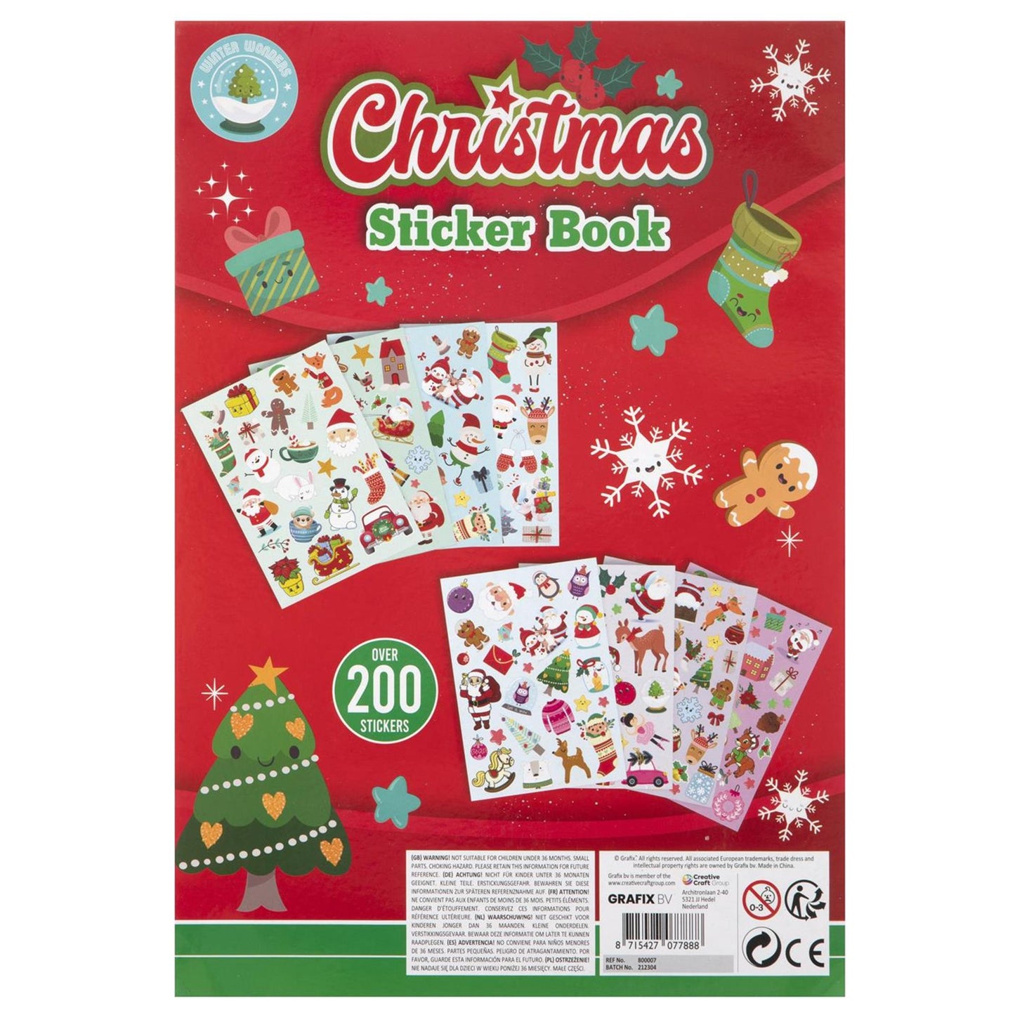 Creative Craft Group Xmas Stickerboek A4, 8 hojas