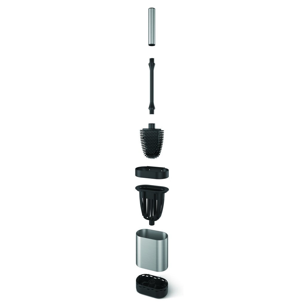 MetalTex MetalTex Pennello per toilette pulito + Porta 13x8x47 cm in acciaio inossidabile nero