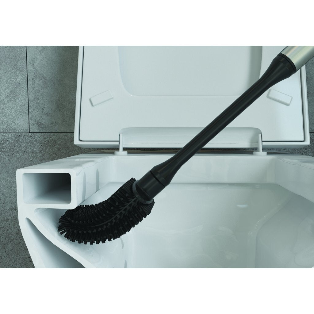 MetalTex MetalTex Pennello per toilette pulito + Porta 13x8x47 cm in acciaio inossidabile nero