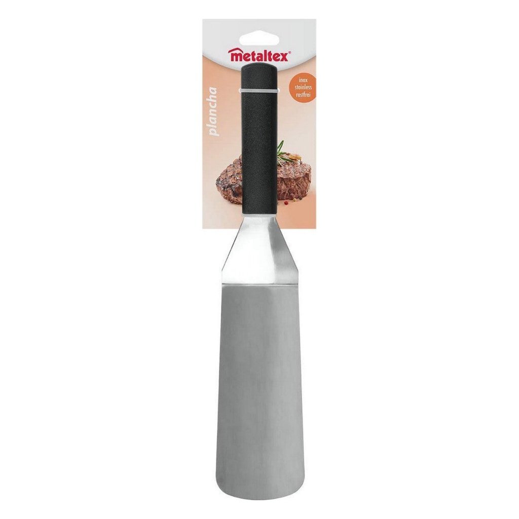 Metaltex metaltex plancha barbacoa rectangular espátula 35 cm de acero inoxidable negro