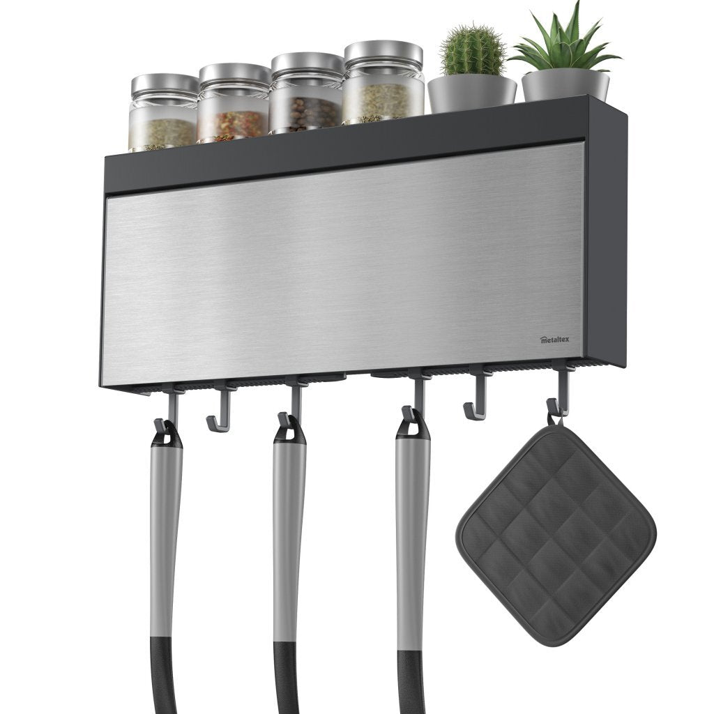 Metaltex Metaltex Kitchen Helpers Tanker de rollo de cocina Tango con ayuda de corte 38x6x17 cm de acero inoxidable gris
