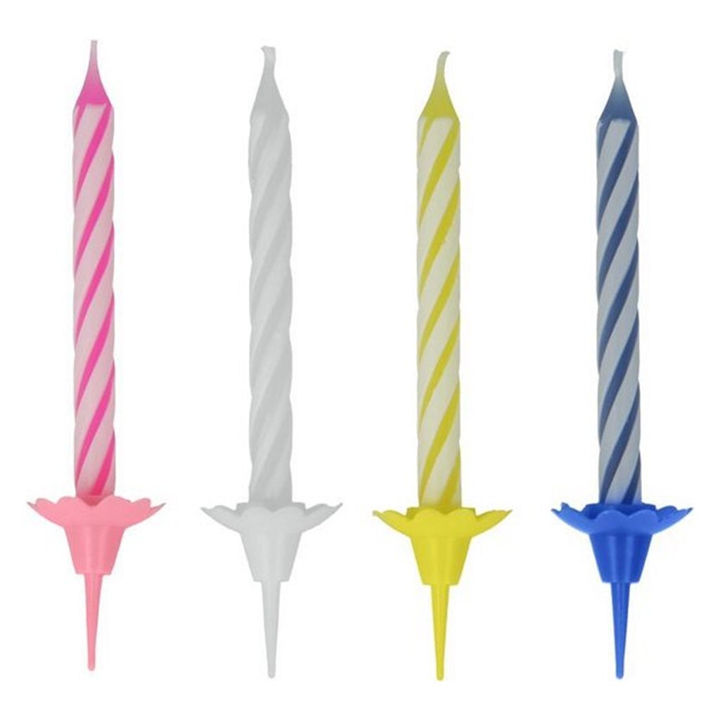 Velas de pastel de metal de metal. 24 piezas y 12 soportes