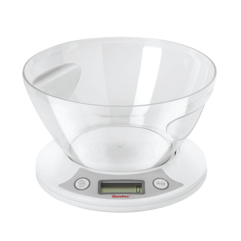 MetalTex Metaltex Kitchen Helpers Pesa Digital Kitchen Scala + ciotola 2,5L Bianco