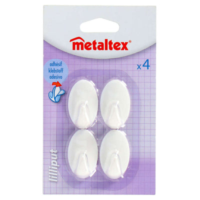 Metaltex plakhaak ovaal 4 stuks - wit