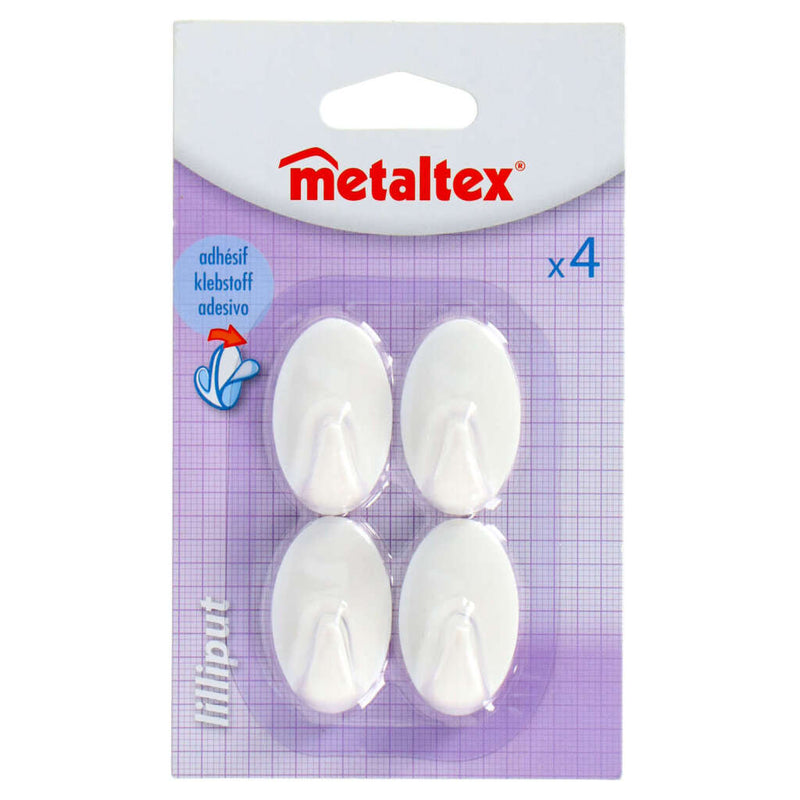 Metaltex metaltex ovales ganchos pegajosos pequeños 4 piezas blancas