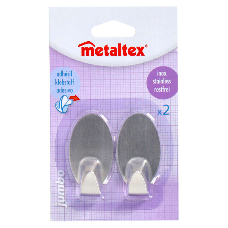 Metaltex metaltex ovales ganchos adhesivos 2 piezas de acero inoxidable