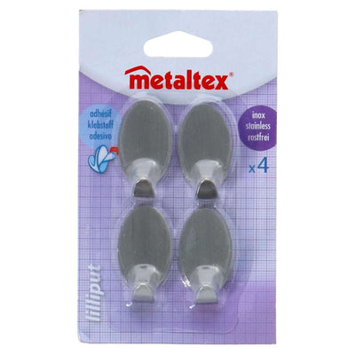 Metaltex metaltex ovales ganchos pegajosos pequeños 4 piezas de acero inoxidable