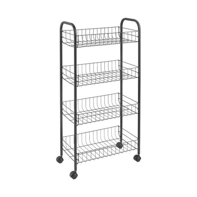 Metaltex metaltex ascona trolly con ruedas + 4 canastas 41x23x84 cm de black metal mate