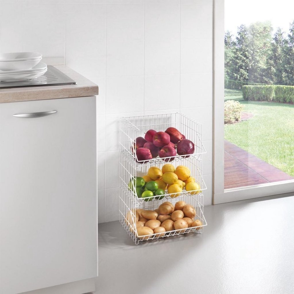 Metaltex metaltex bernina cesta de alambre apilable 34x27x20 cm blanco