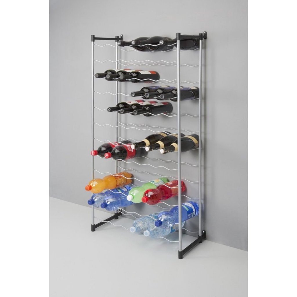 Metaltex Metaltex Bardolino Bottle Bottle Rack para 72 botellas 59x26x124 cm de plata de plata