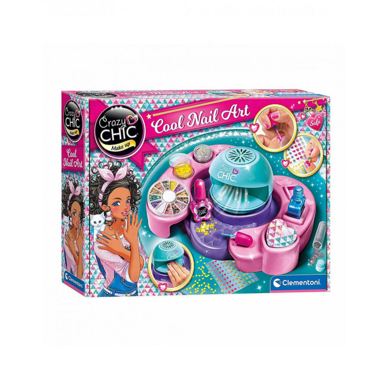 Clementoni crazy chic - nagelstudio - kinder nagellak met drooglamp - 12-delig - vanaf 12 jaar