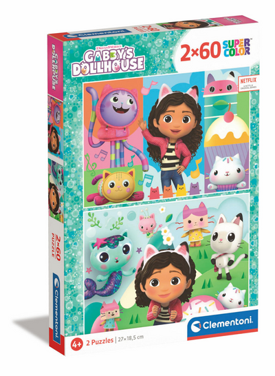 Clementoni puzzel gabby's poppenhuis, 2x60st.