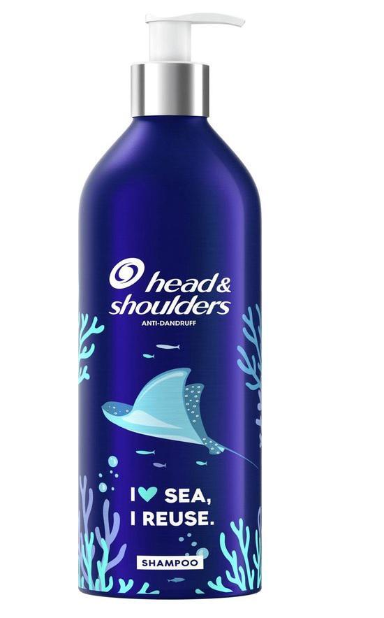 Cabeza hedi de hombros anti-roos champú relleno recargable botella de aluminio 430 ml