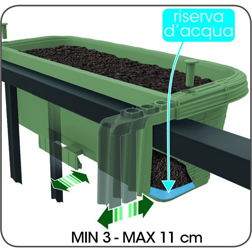 Bama fioriera bloem-balkonbak 60x20x18.5 cm sagegroen