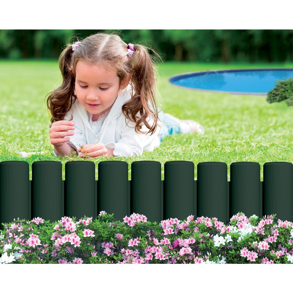 Bama tuin modulaire rand imitatiehout 38.5x15 cm 6 stuks groen