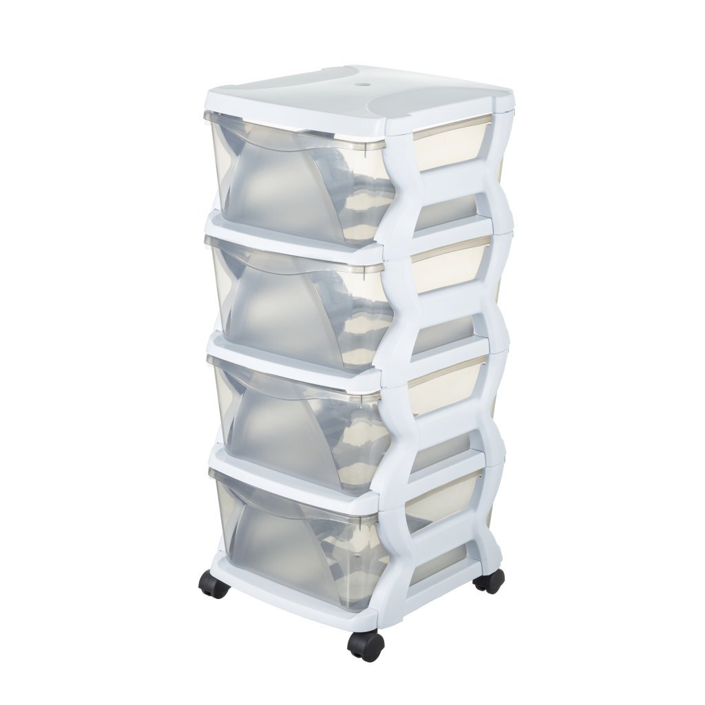 Bama insieme ladesysteem met wieltjes 4 laden 36x40x80 cm wit transparant